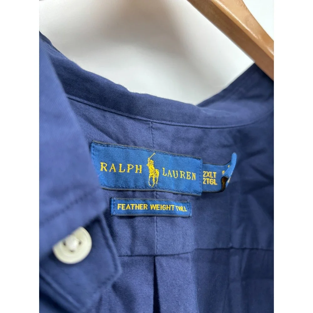 Polo Ralph Lauren Button Down Shirt Mens Blue Feather Weight Twill 2XL NWT